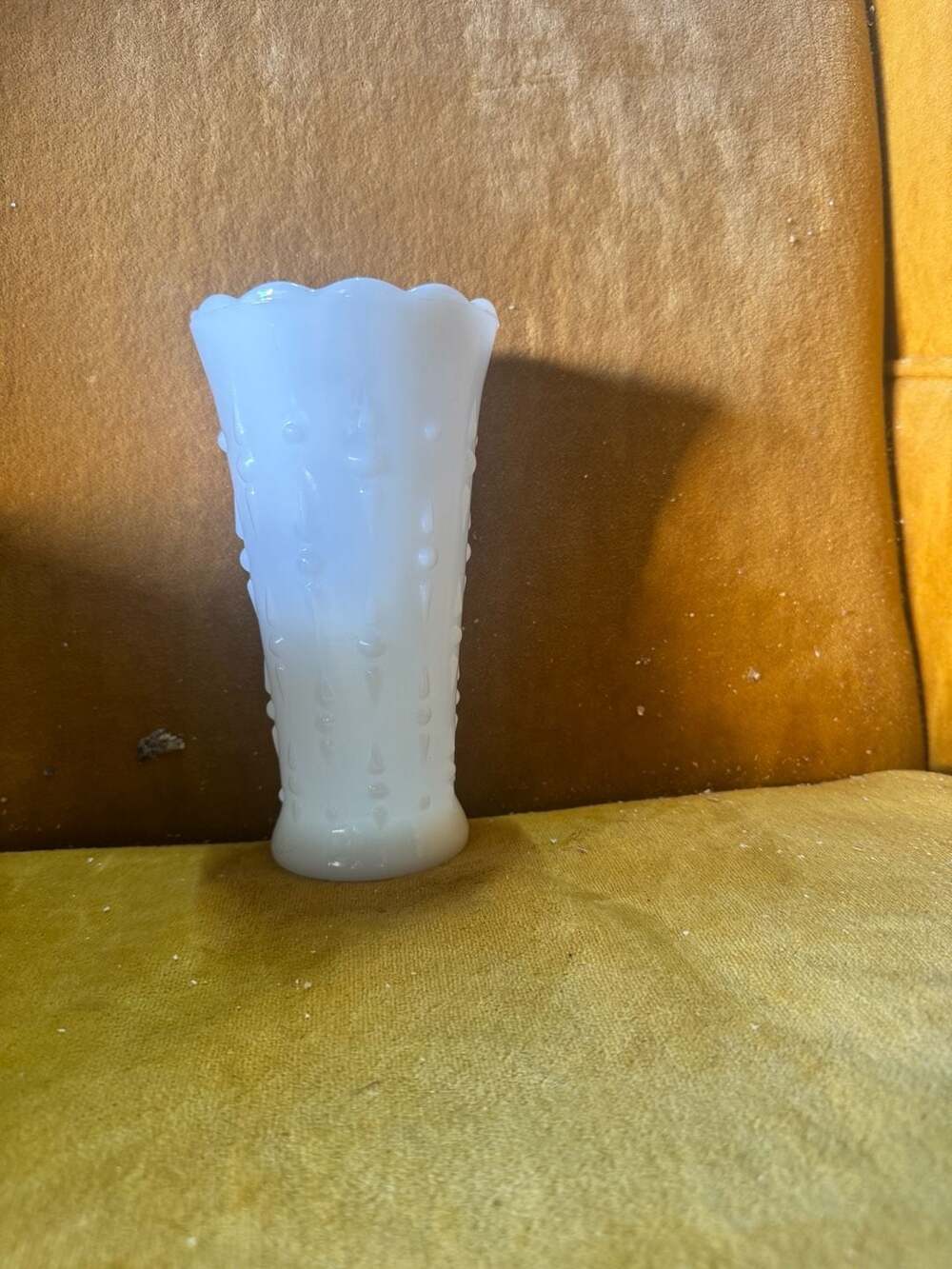 Vintage Anchor Hocking Teardrop and Pearl Milk Glass Vase, 7"
